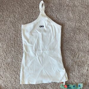 Off-White One Shoulder Ribbed Top White Designer Streetwear Size L Authentic